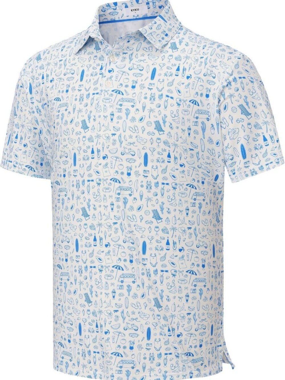 Men's Dry Fit Golf Polo Shirt - Short Sleeve Casual Athletic Tee, Print Design
